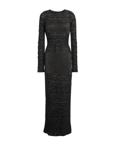 Akep Woman Maxi Dress Black Size 6 Viscose, Polyamide, Wool, Cashmere, Metallic Polyester