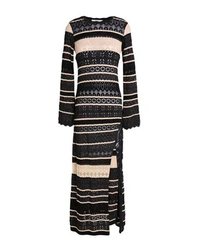 Akep Woman Maxi Dress Black Size 6 Viscose, Polyester In Multi