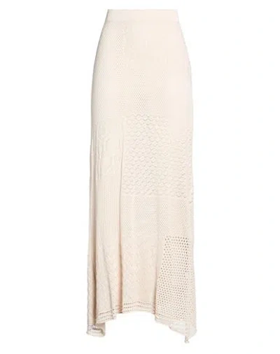 Akep Woman Maxi Skirt Beige Size M Viscose, Polyester In White