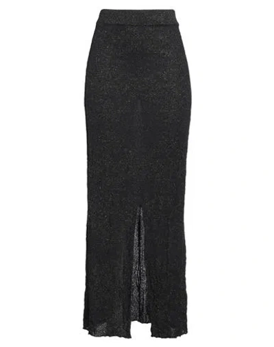 Akep Woman Maxi Skirt Black Size 8 Cotton, Polyester, Metallic Fiber, Polyamide