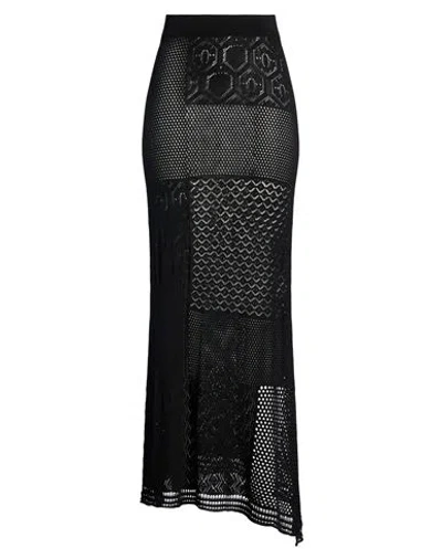 Akep Woman Maxi Skirt Black Size L Viscose, Polyester