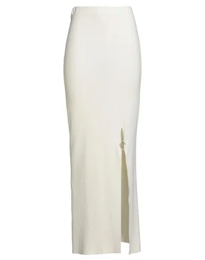 Akep Woman Maxi Skirt Cream Size 4 Viscose, Polyamide, Elastic Fibres In White