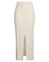 Akep Woman Maxi Skirt Cream Size 6 Cotton, Polyester, Metallic Fiber, Polyamide In White