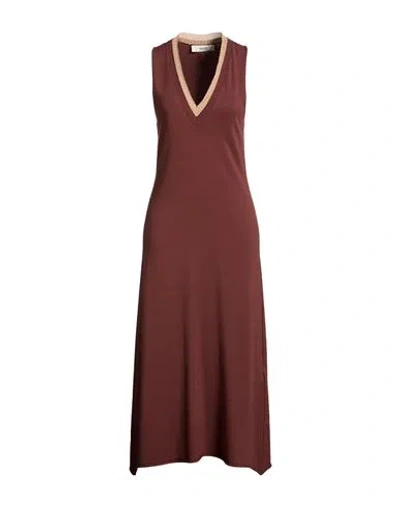 Akep Woman Midi Dress Brown Size M Ecovero Viscose, Polyester