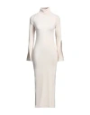 Akep Woman Midi Dress Ivory Size 6 Viscose, Polyester, Polyamide In White