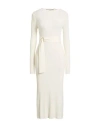 Akep Woman Midi Dress Ivory Size 8 Viscose, Polyamide, Elastic Fibres In White
