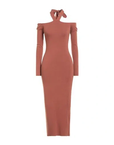 Akep Woman Midi Dress Light Brown Size 4 Viscose, Polyester, Polyamide In Sand