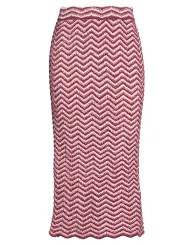 Akep Woman Midi Skirt Garnet Size Xs Polyamide, Metallic Fiber, Acrylic, Nylon, Alpaca Wool In Red