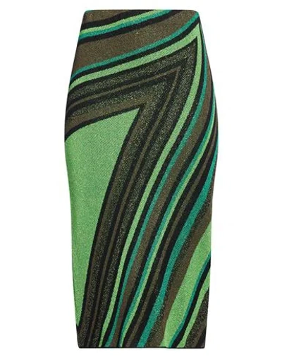Akep Woman Midi Skirt Green Size 4 Viscose, Cotton, Metallic Fiber, Polyamide
