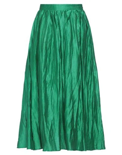 Akep Woman Midi Skirt Green Size 6 Linen, Polyester