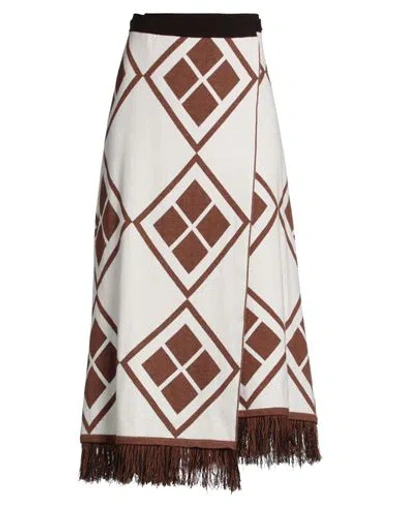 Akep Woman Midi Skirt White Size 8 Viscose, Polyester, Polyamide