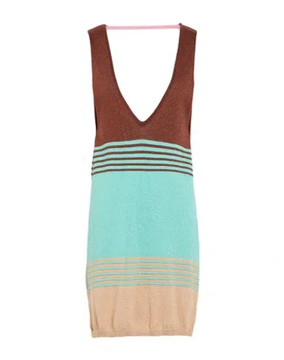Akep Woman Mini Dress Brown Size 2 Viscose, Polyamide, Polyester In Multi