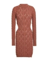 Akep Woman Mini Dress Brown Size 4 Viscose, Polyester, Polyamide