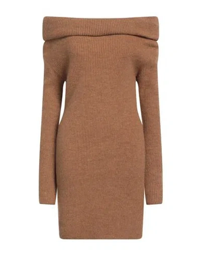 Akep Woman Mini Dress Brown Size L Acrylic, Polyamide, Wool, Viscose