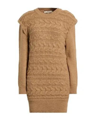 Akep Woman Mini Dress Camel Size 4 Acrylic, Wool, Alpaca Wool, Viscose, Polyester In Sand
