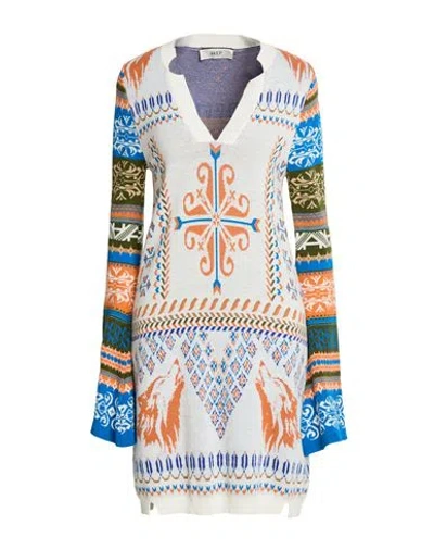 Akep Woman Mini Dress Cream Size 4 Acrylic, Merino Wool, Polyacrylic, Wool, Alpaca Wool In Multi