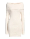 Akep Woman Mini Dress Cream Size 8 Acrylic, Polyamide, Viscose, Wool In White