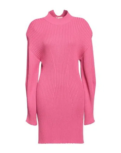 Akep Woman Mini Dress Fuchsia Size 6 Wool, Acrylic In Pink