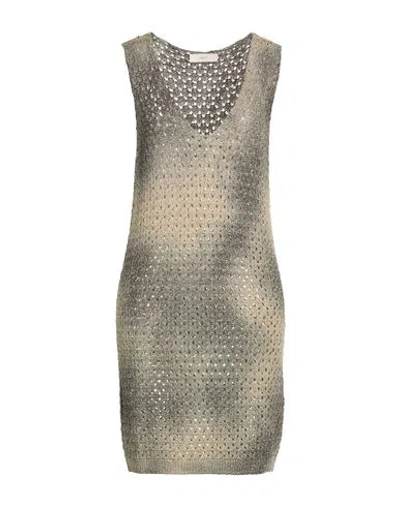 Akep Woman Mini Dress Gold Size L Viscose, Polyester In Gray