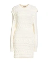 Akep Woman Mini Dress Ivory Size 6 Acrylic, Wool, Alpaca Wool, Viscose, Polyester In White
