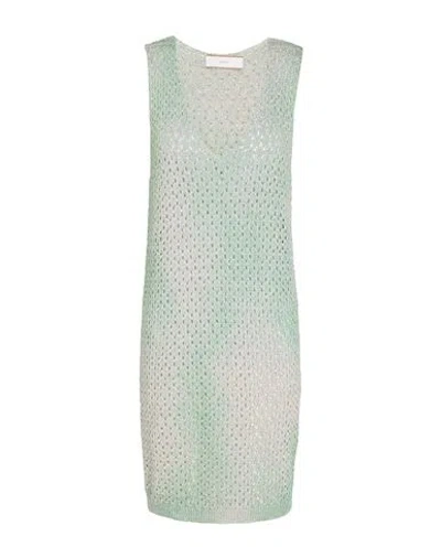 Akep Woman Mini Dress Light Green Size M Viscose, Polyester