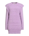 Akep Woman Mini Dress Lilac Size 8 Acrylic, Wool, Alpaca Wool, Viscose, Polyester In Purple