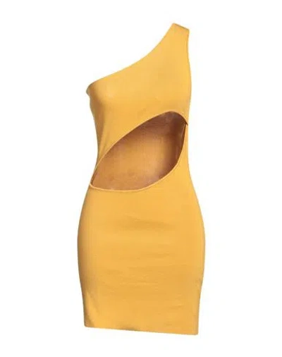 Akep Woman Mini Dress Mustard Size 6 Viscose, Polyester In Yellow
