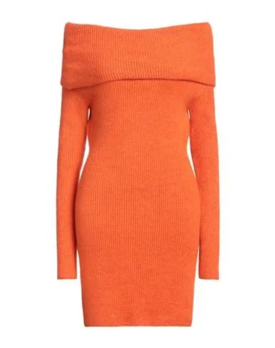 Akep Woman Mini Dress Orange Size 8 Acrylic, Polyamide, Viscose, Wool