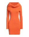 Akep Woman Mini Dress Orange Size 4 Acrylic, Polyamide, Wool, Viscose