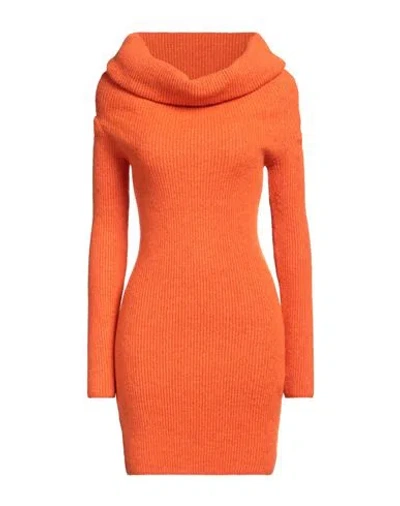 Akep Woman Mini Dress Orange Size L Acrylic, Polyamide, Wool, Viscose