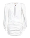 Akep Woman Mini Dress White Size 6 Cotton In White