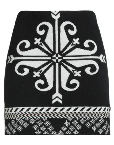 Akep Woman Mini Skirt Black Size 8 Merino Wool, Acrylic
