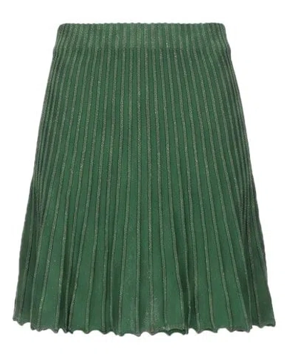 Akep Woman Mini Skirt Military Green Size 2 Cotton, Polyester, Metallic Polyester