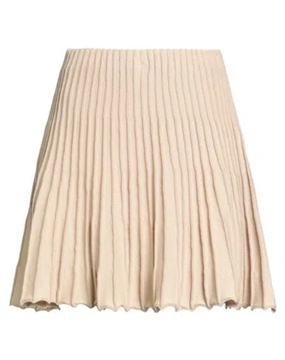 Akep Woman Mini Skirt Sand Size 2 Cotton, Polyester, Metallic Polyester In Neutral