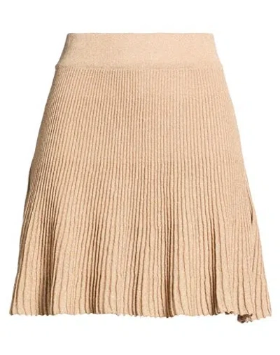Akep Woman Mini Skirt Sand Size 6 Viscose, Polyamide, Polyester In Brown
