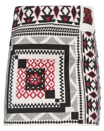 Akep Woman Mini Skirt White Size S Wool, Acrylic In Multi