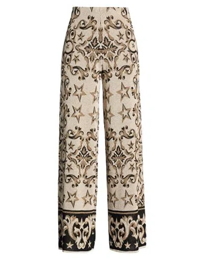 Akep Woman Pants Beige Size 10 Viscose, Metallic Fiber, Polyamide In Neutral