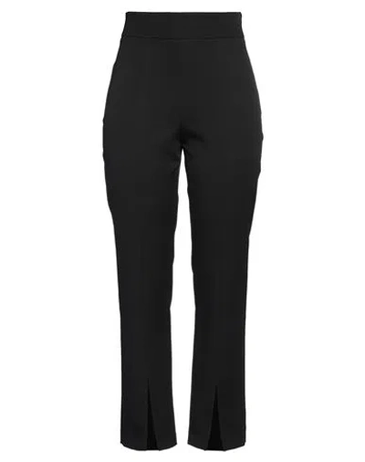 Akep Woman Pants Black Size 12 Cotton, Polyester, Elastane