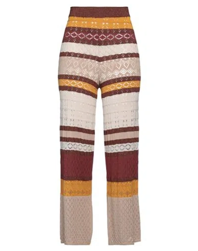 Akep Woman Pants Brown Size 6 Viscose, Polyester In Brown