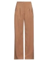 Akep Woman Pants Camel Size 8 Polyester, Elastane