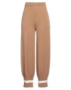 Akep Woman Pants Camel Size 8 Wool, Acrylic In Beige