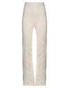 Akep Woman Pants Cream Size M Linen, Cotton In White