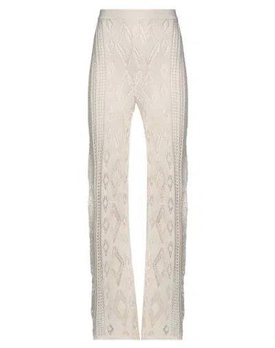 Akep Woman Pants Cream Size M Linen, Cotton In White
