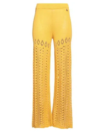 Akep Woman Pants Marigold Size M Linen, Cotton In Yellow
