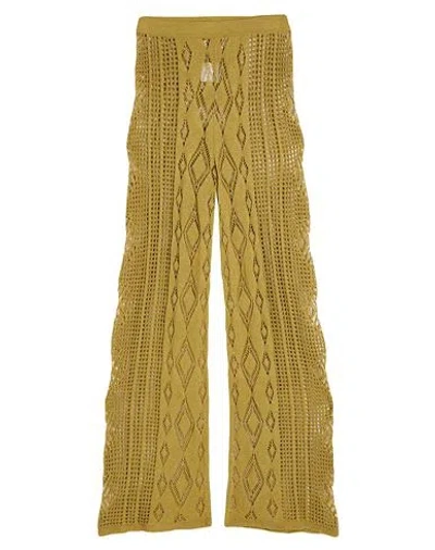 Akep Woman Pants Military Green Size L Linen, Cotton