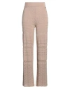 Akep Woman Pants Sand Size 8 Viscose, Polyester In Beige