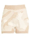 Akep Woman Shorts & Bermuda Shorts Khaki Size 6 Cotton, Viscose, Metallic Polyester