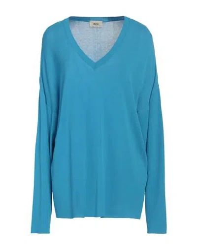Akep Woman Sweater Azure Size L Viscose, Polyester In Blue