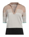 Akep Woman Sweater Beige Size L Viscose, Polyamide, Polyester