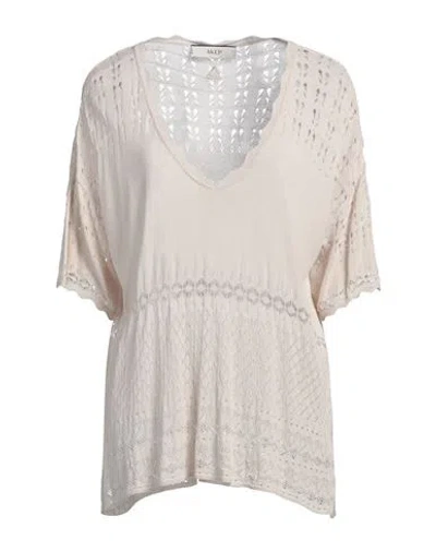 Akep Woman Sweater Beige Size M Viscose, Polyester